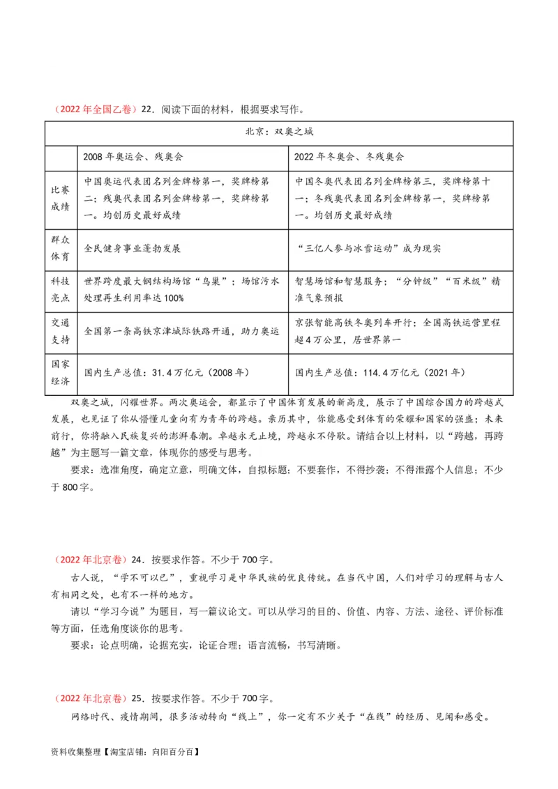 专题13大作文-学易金卷：五年（2019-2023）高考语文真题分项汇编（全国通用）（原卷版）_01高考语文_通用版（老高考）复习资料_2024年复习资料