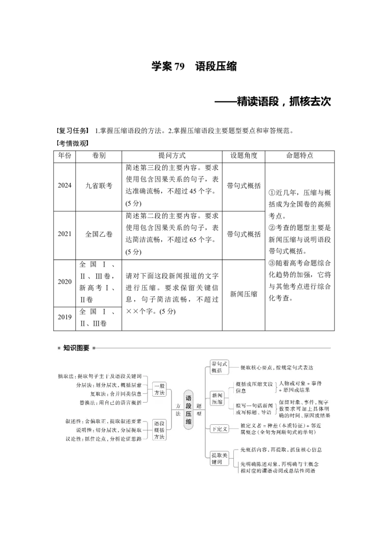 板块八　学案79　语段压缩&mdash;&mdash;精读语段，抓核去次_01高考语文_5.22025年新高考资料_2025新高考一轮复习语文_2025语文大一轮复习讲义教师用书Word版文档_板块八　语言文字运用