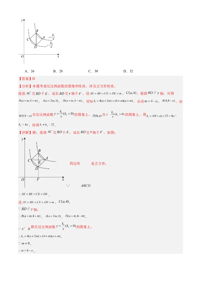 专题06反比例函数（考点清单，6个考点清单+10种题型解读）教师版_初中数学_九年级数学上册（人教版）_期末专项复习-U276_2025版