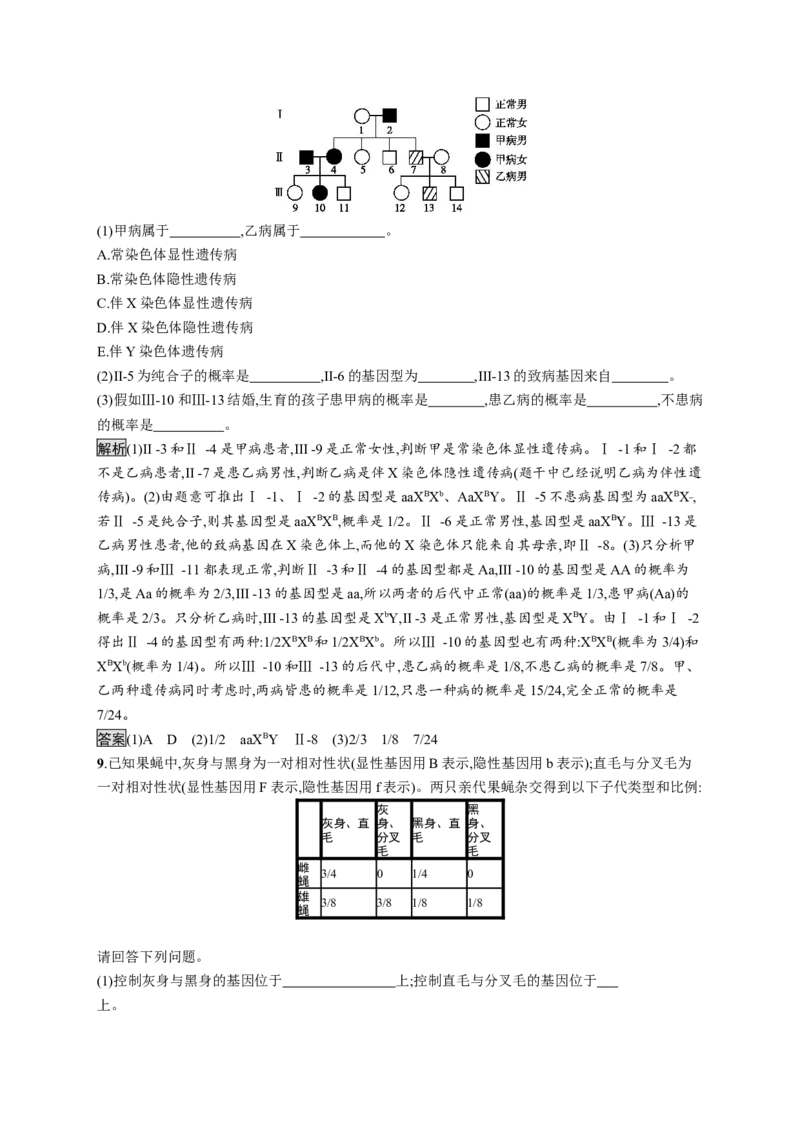 《第3节伴性遗传》课时练习03_高中九科知识点归纳。_人教版高中Word电子版试卷练习试题知识点全科_高中生物试卷习题_生物必修_必修2_人教版生物必修二单元测试（012份）