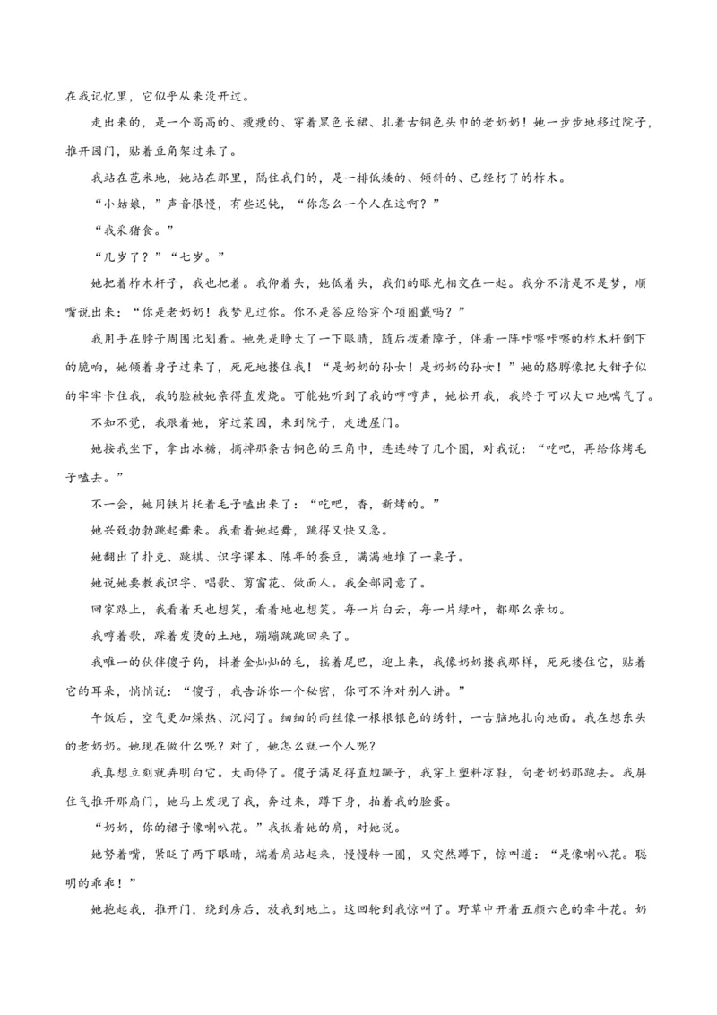 专题07小说情节梳理和叙事艺术鉴赏（练习）-2024年高考语文二轮复习讲练测（新教材新高考）(原卷版)_01高考语文_新高考复习资料_2024年新高考资料_二轮复习资料_配套练习