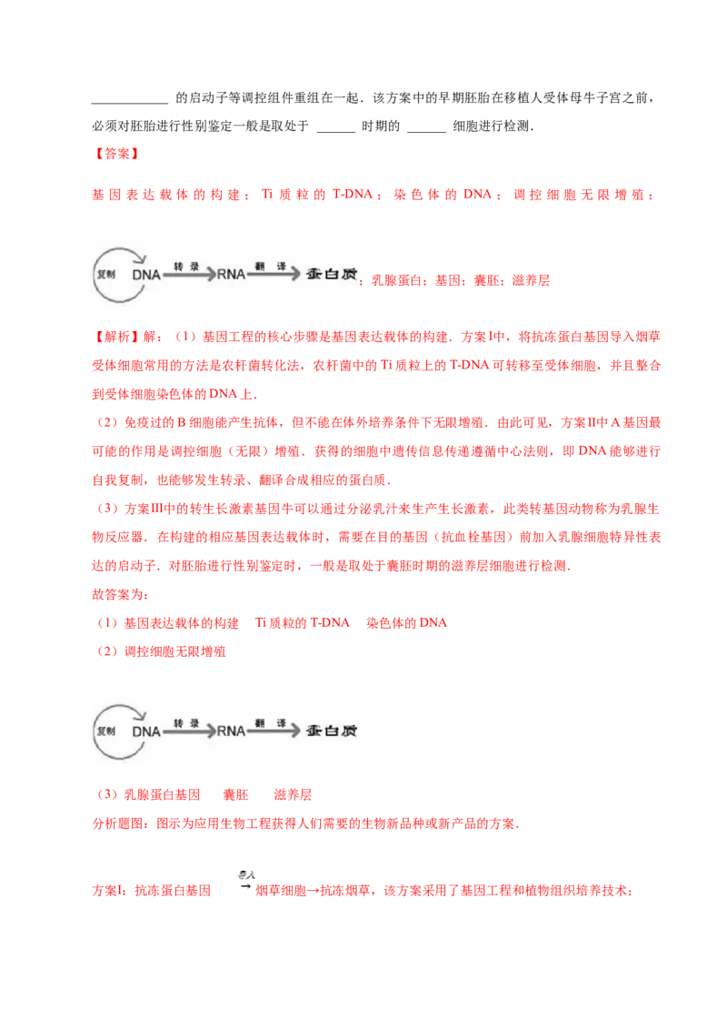 3.3基因工程的应用-高二生物课后培优分级练（人教版2019选择性必修3）（解析版）_高中九科知识点归纳。_人教版高中Word电子版试卷练习试题知识点全科_高中生物试卷习题_生物选修_选修3