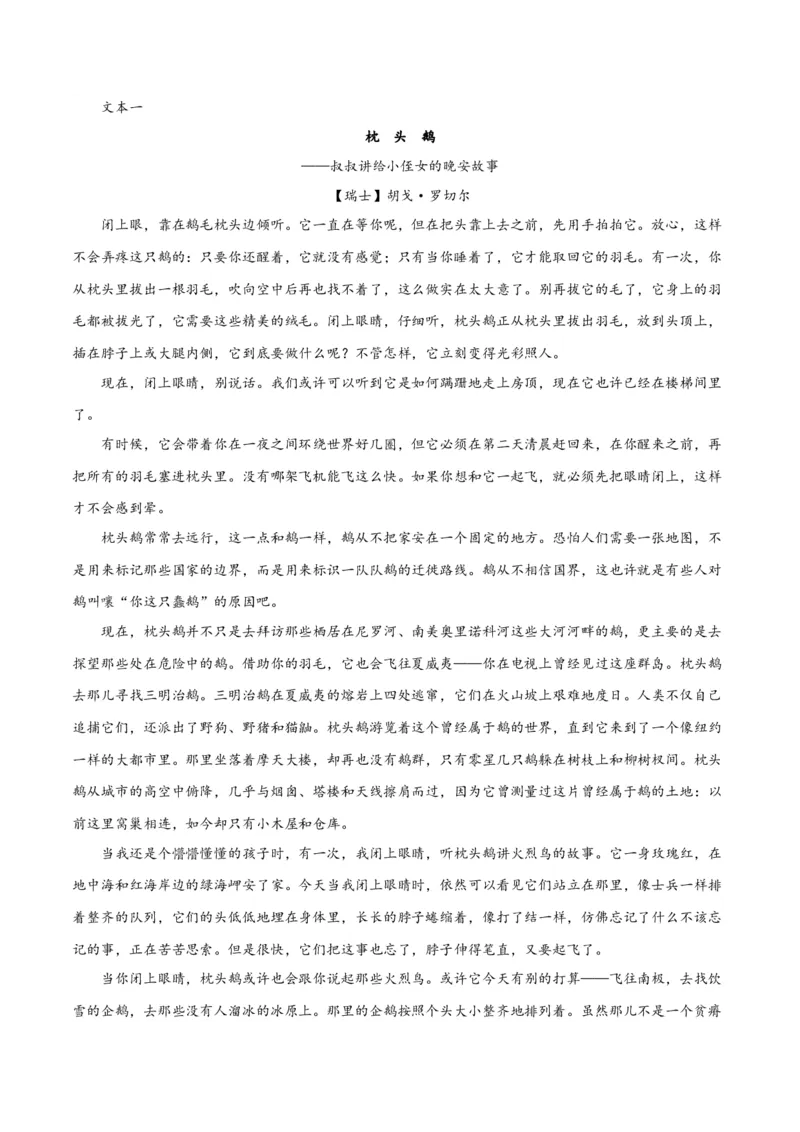 专题11小说的反套路题型（练习）-2024年高考语文二轮复习讲练测（新教材新高考）(原卷版)_01高考语文_4.22024年新高考资料_2.2024二轮复习