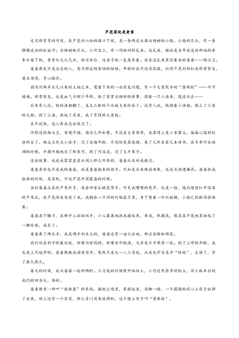 专题11小说的反套路题型（练习）-2024年高考语文二轮复习讲练测（新教材新高考）(原卷版)_01高考语文_4.22024年新高考资料_2.2024二轮复习