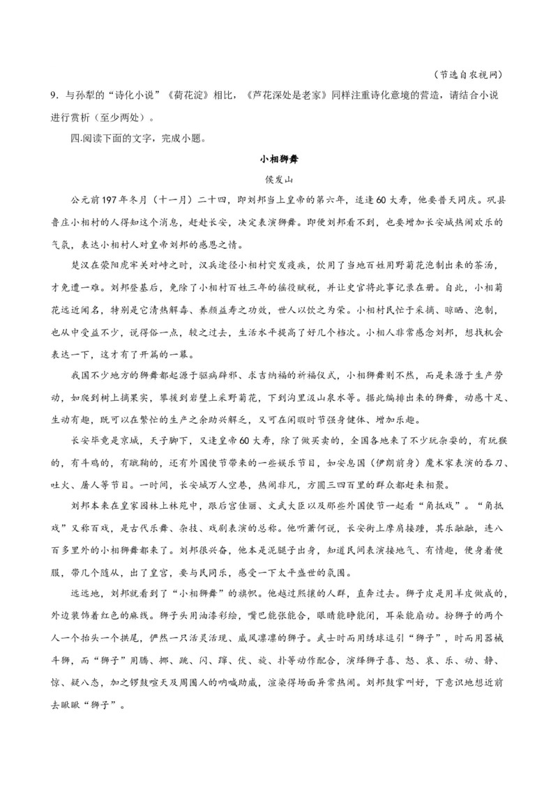 专题11小说的反套路题型（练习）-2024年高考语文二轮复习讲练测（新教材新高考）(原卷版)_01高考语文_4.22024年新高考资料_2.2024二轮复习