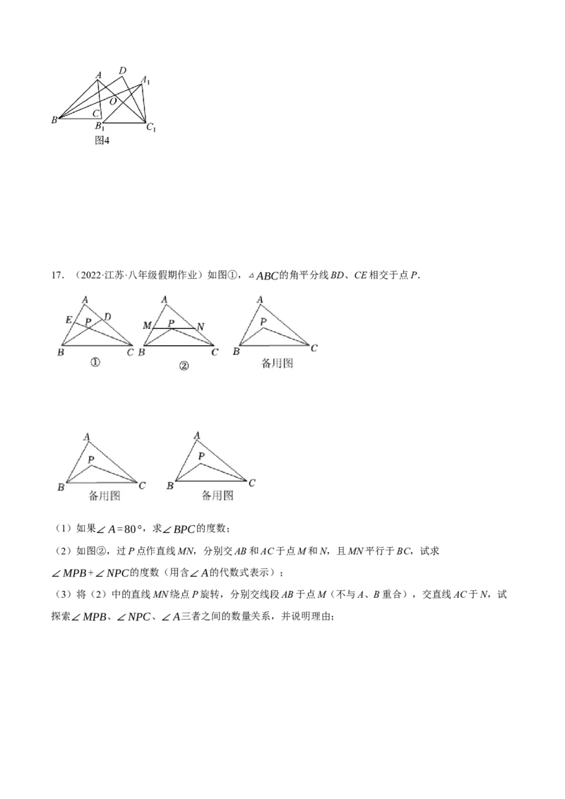 专题11.2与三角形有关角的几何综合（压轴题专项讲练）（人教版）（学生版）_初中数学_八年级数学上册（人教版）_压轴题专项-V5_2024版