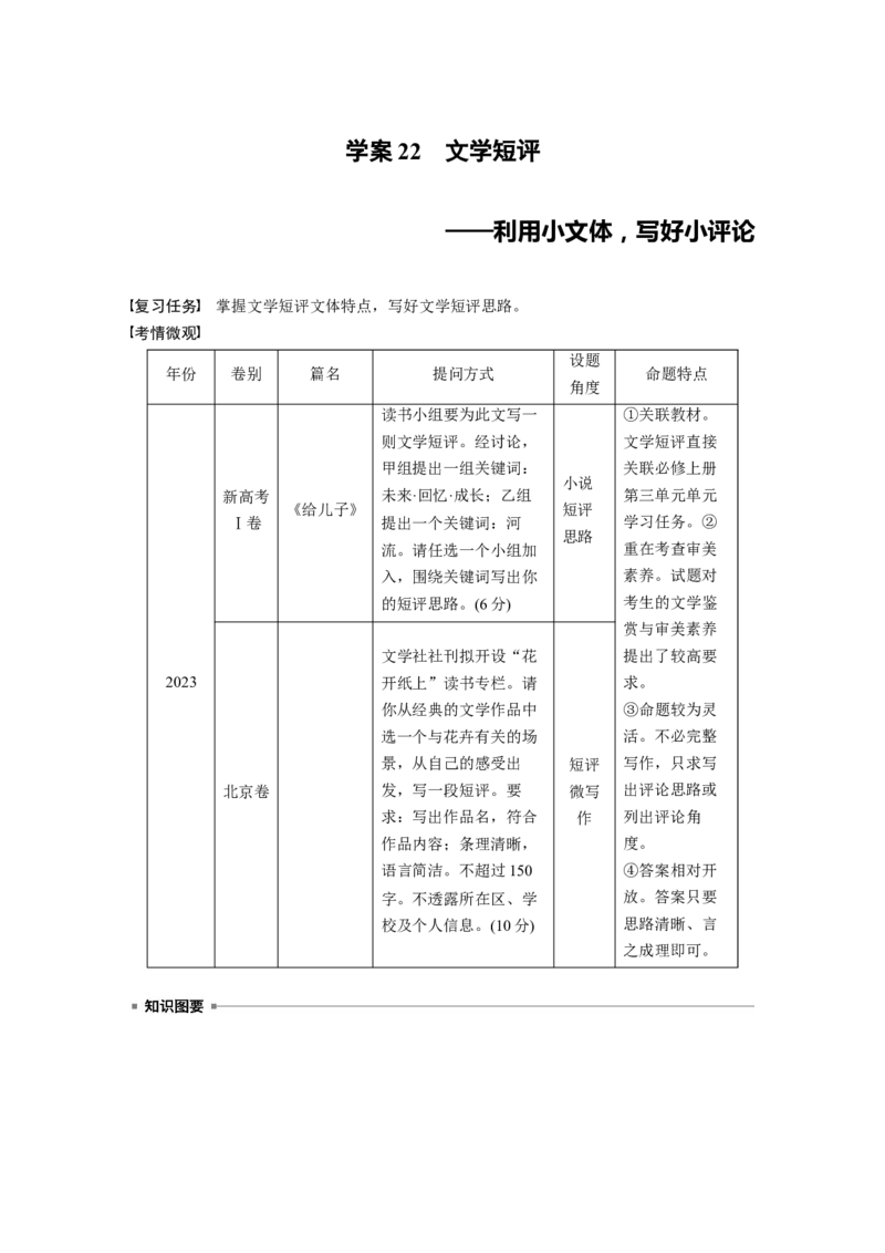 板块三　学案22　文学短评&mdash;&mdash;利用小文体，写好小评论_01高考语文_5.22025年新高考资料_2025新高考一轮复习语文_2025语文大一轮复习讲义学生用书Word版文档_大一轮复习讲义