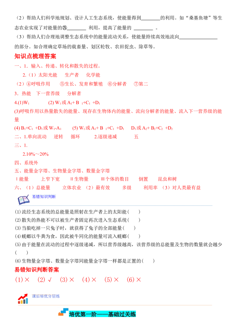 3.2生态系统的能量流动（解析版）_高中九科知识点归纳。_人教版高中Word电子版试卷练习试题知识点全科_高中生物试卷习题_生物选修_选修2_人教版生物选修二同步练习（048份）