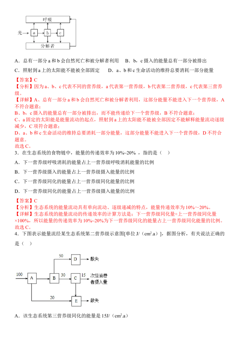 3.2生态系统的能量流动（解析版）_高中九科知识点归纳。_人教版高中Word电子版试卷练习试题知识点全科_高中生物试卷习题_生物选修_选修2_人教版生物选修二同步练习（048份）