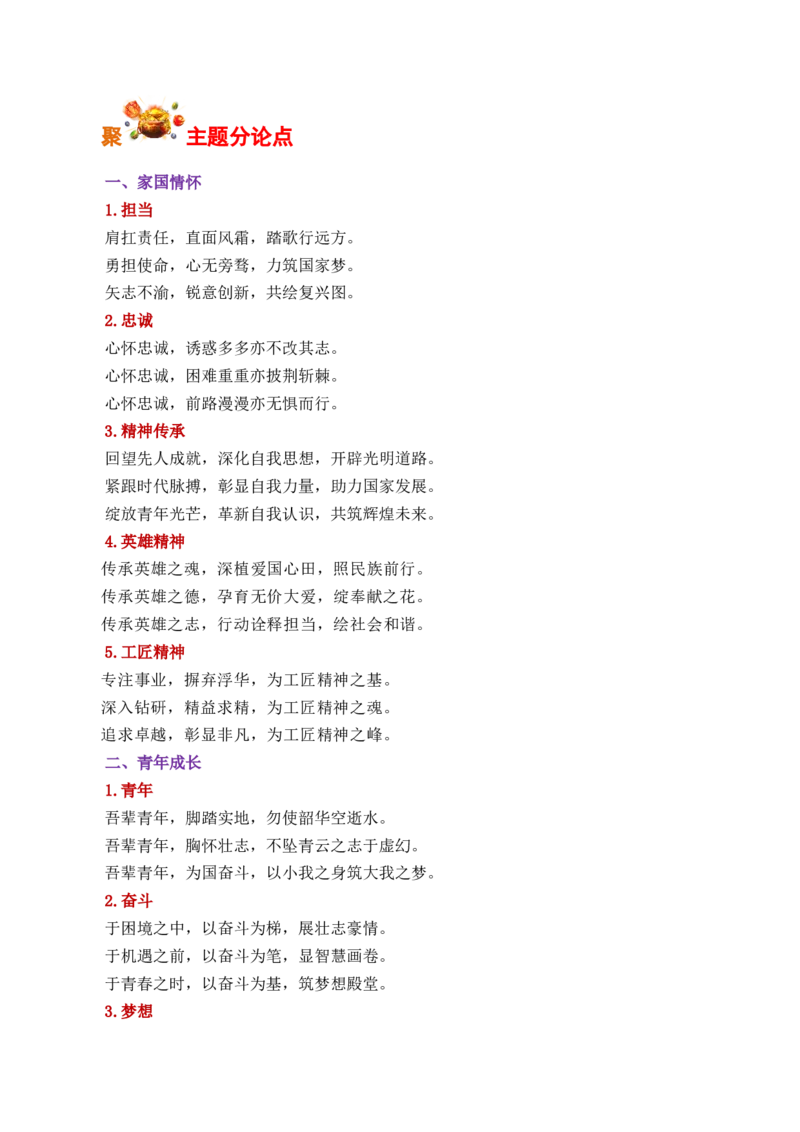 人民日报10大主题金句，30组超全主题分论点，5个高级过渡句及运用示例-备战2025年高考语文写作之素材聚宝盆（全国通用）_01高考语文_52025年新高考资料_专项复习