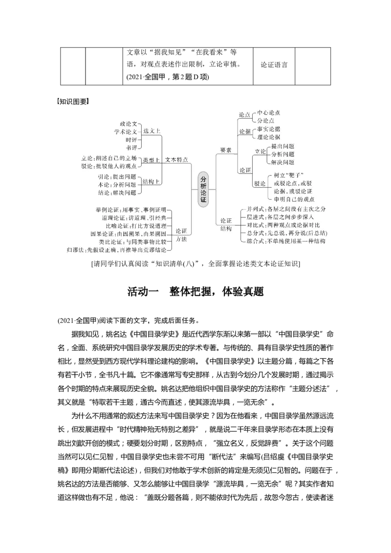 板块5论述类阅读学案47　分析论证特点&mdash;厘清思路，明辨理据_01高考语文_6赠通用版（老高考）复习资料_一轮复习_2023年语文老高考一轮复习（通用版）_教师版word讲义