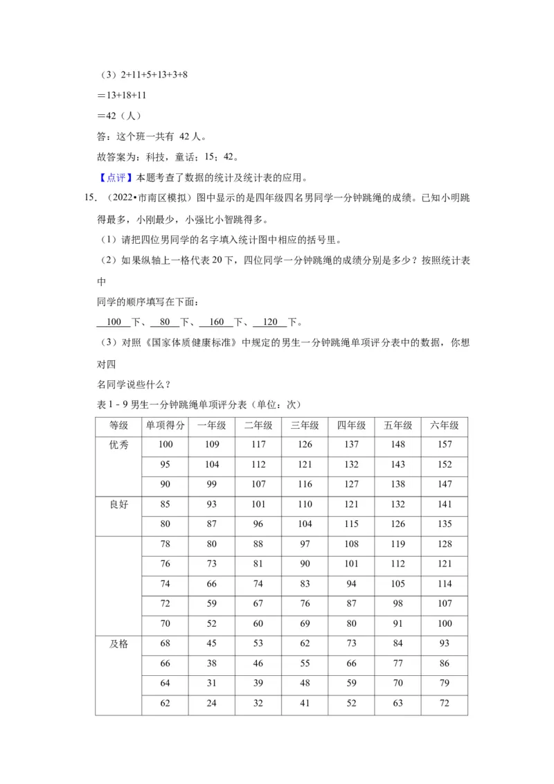 第八单元数据的收集和整理（一）（教师版）-二年级数学下册单元复习讲义（苏教版）_二年级数学下册（苏教版）_第四套_知识总结