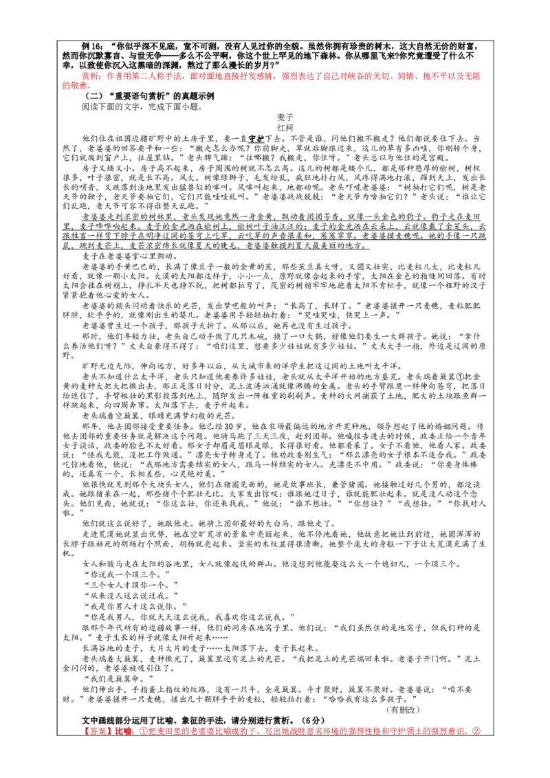 专题06小说阅读鉴赏语言考点解析（教案）_01高考语文_新高考复习资料_2024年新高考资料_一轮复习资料_新高考语文一轮复习各考点解析宝鉴（课件+教案+学案+练习）_小说阅读