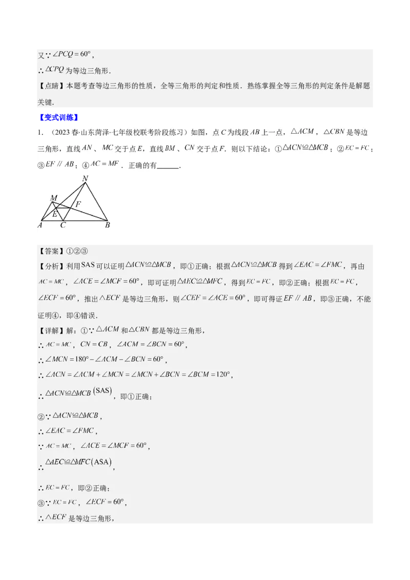 专题13.4模型构建专题：&ldquo;手拉手&rdquo;模型&mdash;&mdash;共顶点的等腰三角形之三大类型（教师版）_初中数学_八年级数学上册（人教版）_重难点专题提优-V8_2024版