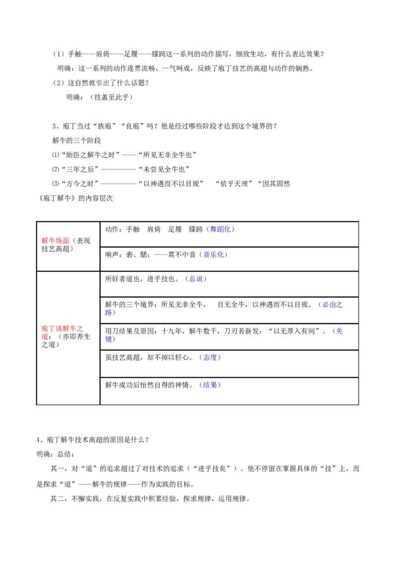 1.3《庖丁解牛》（教师版）_高语_高中语文_必修下册_同步讲义
