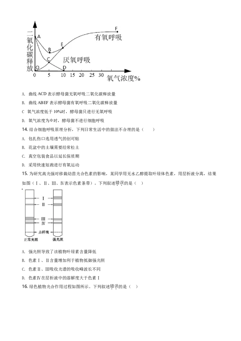 精品解析：北京市平谷区高一上学期期末生物试题（原卷版）_高中九科知识点归纳。_人教版高中Word电子版试卷练习试题知识点全科_高中生物试卷习题_生物必修_必修1_2.各地真题