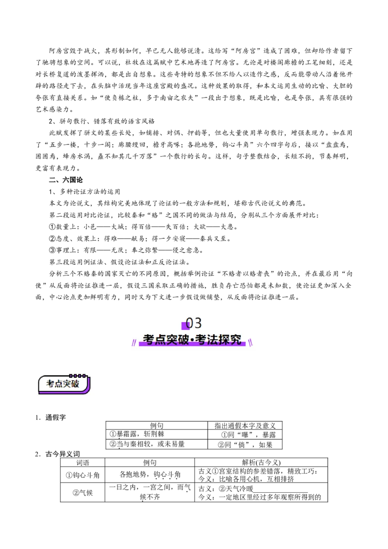 第06讲必修下《阿房宫赋》《六国论》一轮复习（讲义）（解析版）_01高考语文_52025年新高考资料_一轮复习_2025年高考语文一轮复习讲练测_文言文阅读