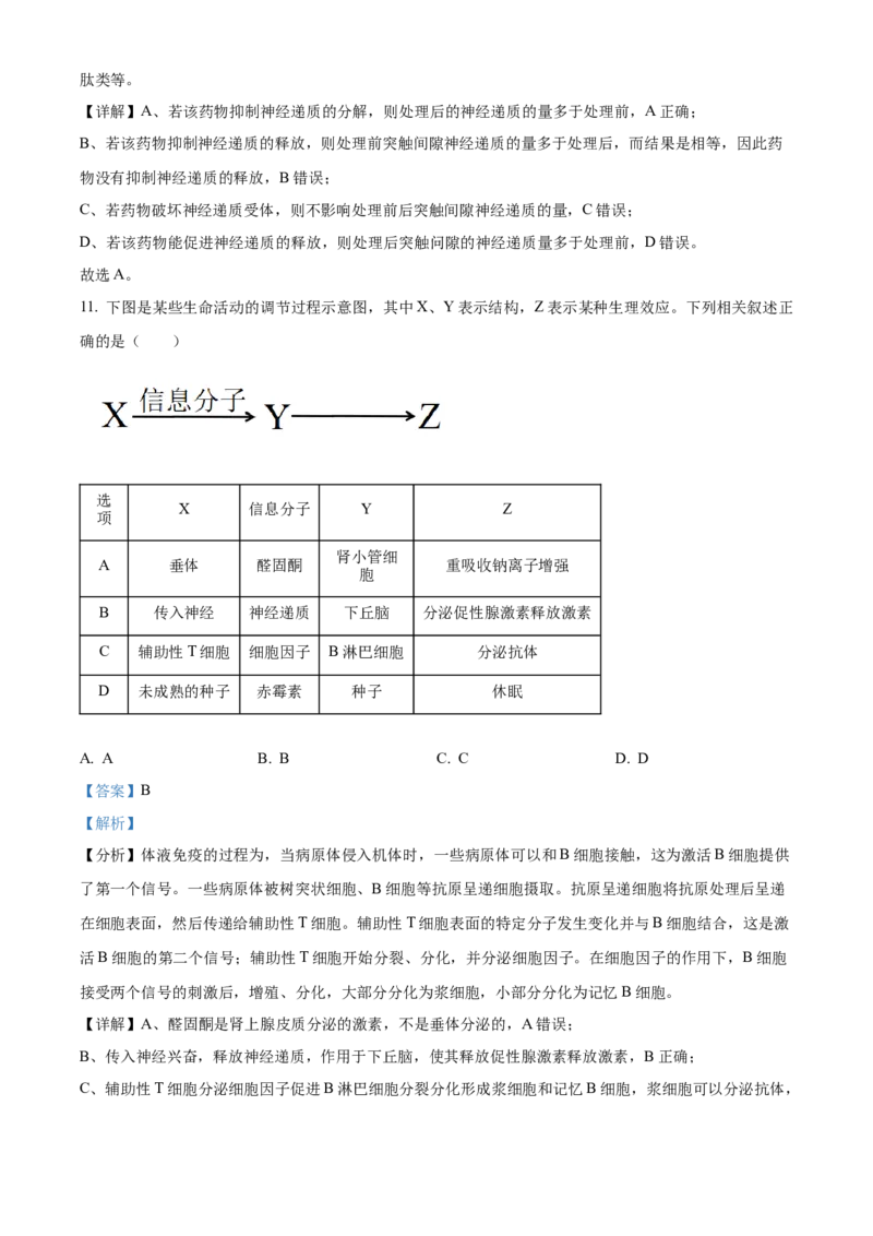 高二上学期期末教学质量监测生物试题（解析版）_高中九科知识点归纳。_人教版高中Word电子版试卷练习试题知识点全科_高中生物试卷习题_生物选修_选修1