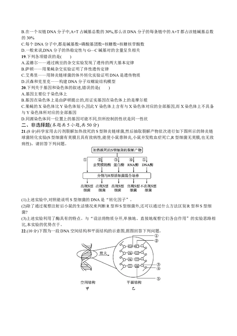 第3章基因的本质（原卷版）_高中九科知识点归纳。_人教版高中Word电子版试卷练习试题知识点全科_高中生物试卷习题_生物必修_必修2_人教版生物必修二单元测试（012份）
