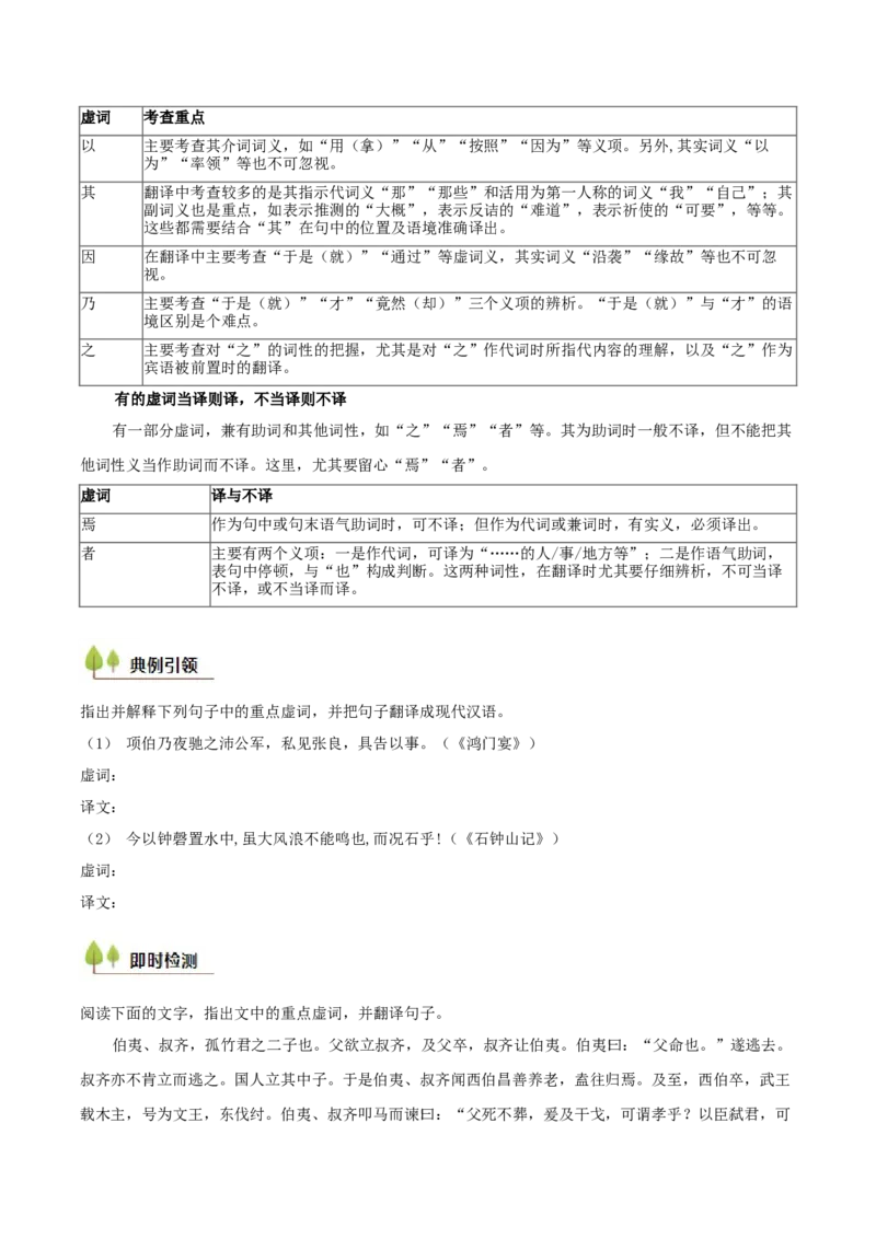 考点06理解翻译文中的句子（文言文阅读）-备战2025年高考语文一轮复习考点帮（北京专用）（原卷版）_01高考语文_52025年新高考资料_一轮复习_备战2025年高考语文一轮复习考点帮