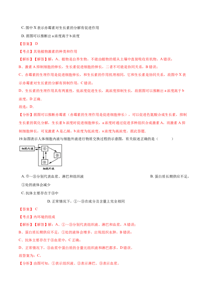 高二生物上学期期末测试卷02（人教版2019选择性必修1）（解析版）_高中九科知识点归纳。_人教版高中Word电子版试卷练习试题知识点全科_高中生物试卷习题_生物选修_选修1