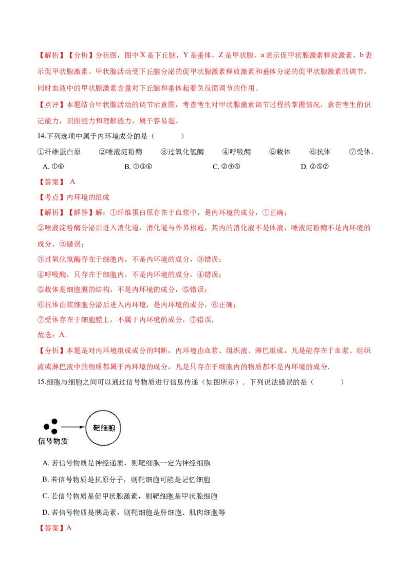 高二生物上学期期末测试卷02（人教版2019选择性必修1）（解析版）_高中九科知识点归纳。_人教版高中Word电子版试卷练习试题知识点全科_高中生物试卷习题_生物选修_选修1