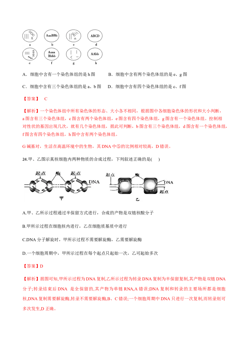 高一生物下学期期末测试卷03（新教材必修二）（解析版）_高中九科知识点归纳。_人教版高中Word电子版试卷练习试题知识点全科_高中生物试卷习题_生物必修_必修2
