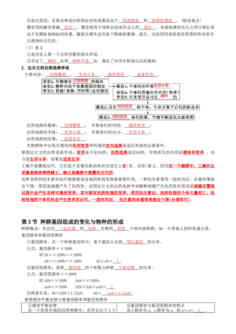 高一生物春学期知识点总结高一下学期生物人教版必修2_高中九科知识点归纳。_人教版高中Word电子版试卷练习试题知识点全科_高中生物试卷习题_生物必修_必修2
