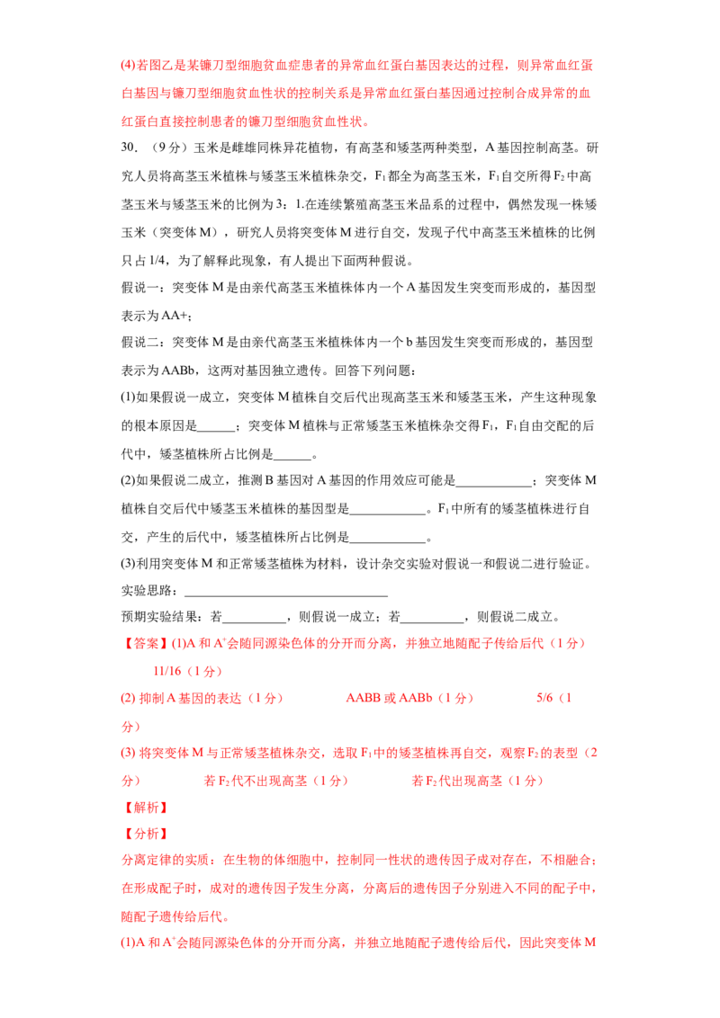 期末冲刺卷1-冲刺期末高一生物下学期期末拔高冲刺卷（2019人教版）（解析版）_高中九科知识点归纳。_人教版高中Word电子版试卷练习试题知识点全科_高中生物试卷习题_生物必修