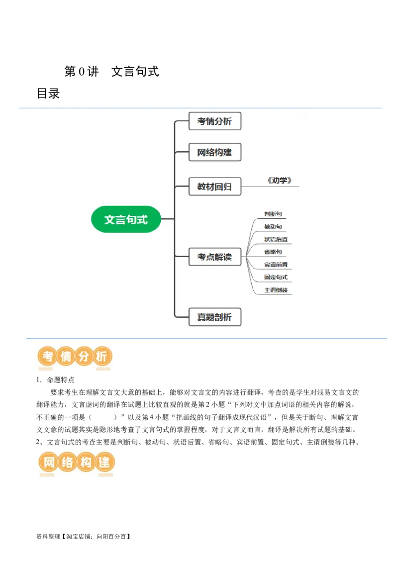 第03讲文言句式（讲义）（解析版）_01高考语文_新高考复习资料_2024年新高考资料_一轮复习资料_高考语文一轮复习讲练测（课件+讲义+练习）（新高考）_第二部分古代诗文阅读