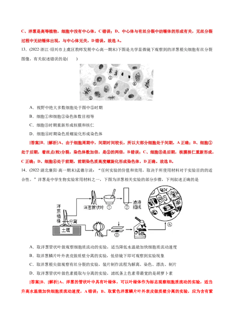第6章细胞的生命历程（B卷&middot;能力提升练）（解析版）_高中九科知识点归纳。_人教版高中Word电子版试卷练习试题知识点全科_高中生物试卷习题_生物必修_必修1_1.单元测试AB卷（第一套）