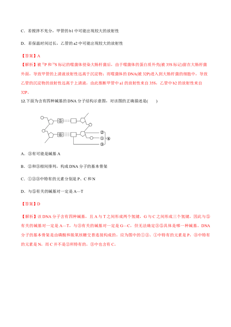 高一生物下学期期末测试卷02（新教材必修二）（解析版）_高中九科知识点归纳。_人教版高中Word电子版试卷练习试题知识点全科_高中生物试卷习题_生物必修_必修2