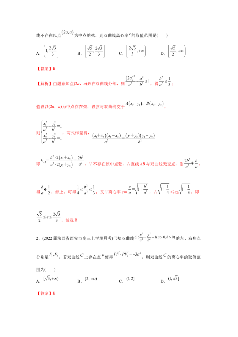 易错点12圆锥曲线-备战2022年高考数学考试易错题（新高考专用）（教师版含解析）_2.2025数学总复习_2024年新高考资料_1.2024一轮复习_赠2022年高考数学考试易错题（新高考专用）