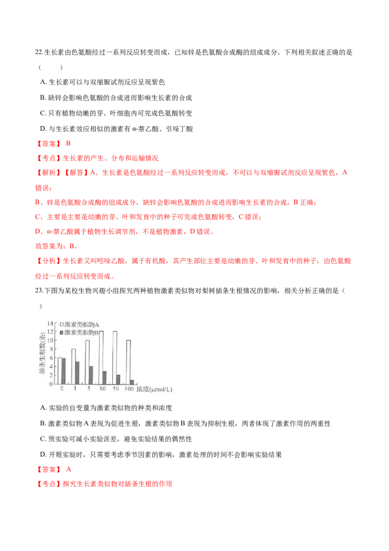 高二生物上学期期末测试卷04（人教版2019选择性必修1）（解析版）_高中九科知识点归纳。_人教版高中Word电子版试卷练习试题知识点全科_高中生物试卷习题_生物选修_选修1