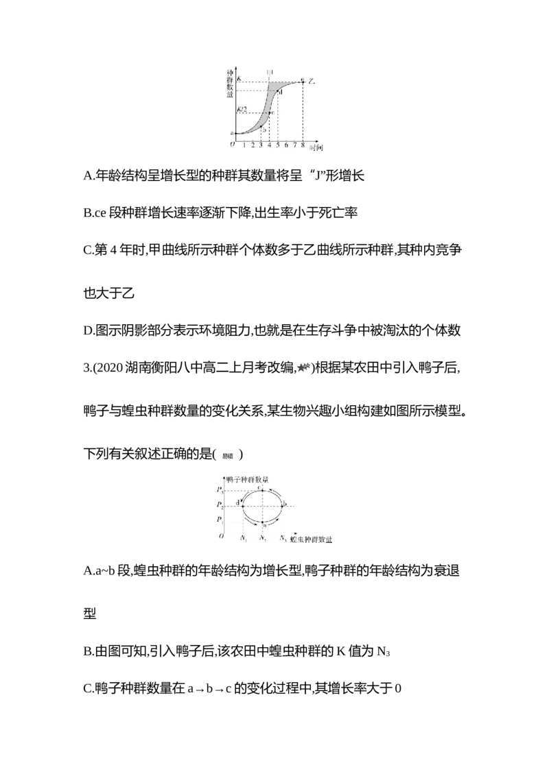 生物人教版新教材选择性必修2课时素养练：第1章专题强化练1　种群数量变化的分析_高中九科知识点归纳。_人教版高中Word电子版试卷练习试题知识点全科_高中生物试卷习题_生物选修