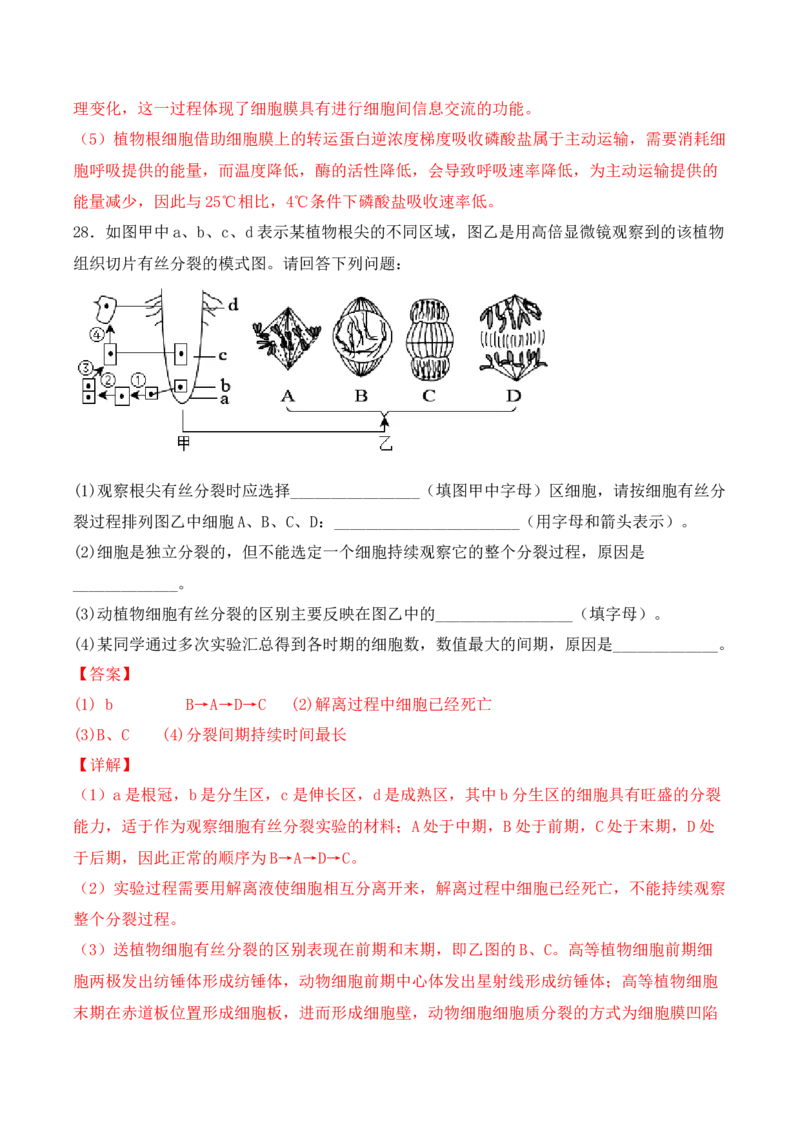 综合拉练卷01（解析版）_高中九科知识点归纳。_人教版高中Word电子版试卷练习试题知识点全科_高中生物试卷习题_生物必修_必修1_人教版生物必修一期末试卷（038份）_1.模拟题