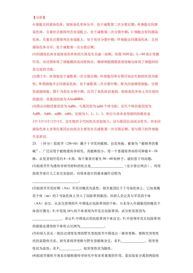 期末拔高卷5-冲刺期末高一生物下学期期末拔高冲刺卷（2019人教版）（解析版）_高中九科知识点归纳。_人教版高中Word电子版试卷练习试题知识点全科_高中生物试卷习题_生物必修