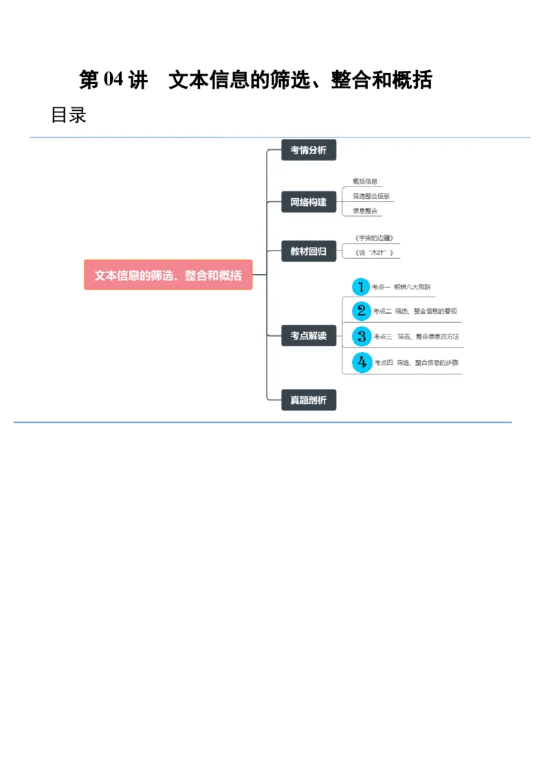 第04讲文本信息的筛选、整合和概括（讲义）（解析版）_01高考语文_新高考复习资料_2024年新高考资料_一轮复习资料_高考语文一轮复习讲练测（课件+讲义+练习）（新高考）