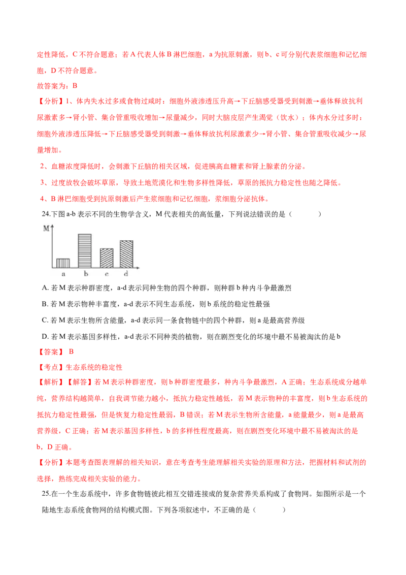 高二生物上学期期末测试卷04（人教版2019选择性必修2）（解析版）_高中九科知识点归纳。_人教版高中Word电子版试卷练习试题知识点全科_高中生物试卷习题_生物选修_选修2