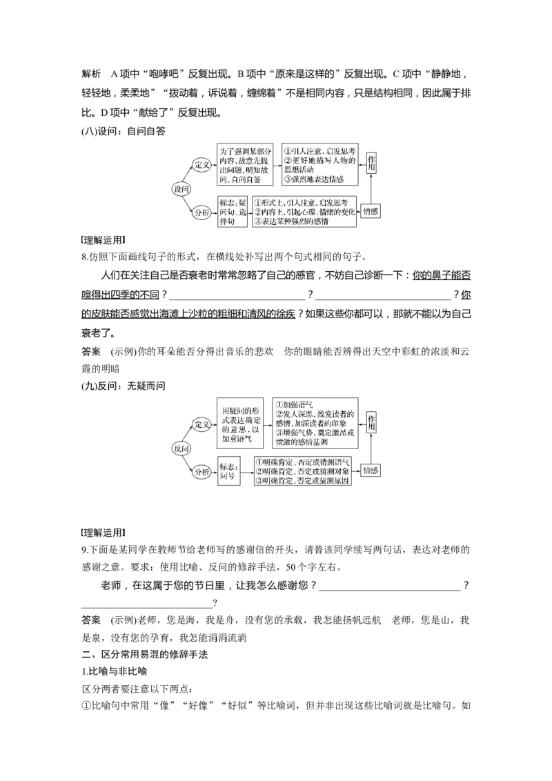第1部分语言策略与技能任务组一任务四抓住特点，分析作用，正确运用修辞手法_01高考语文_22022年新高考资料_2022年一轮复习各版本