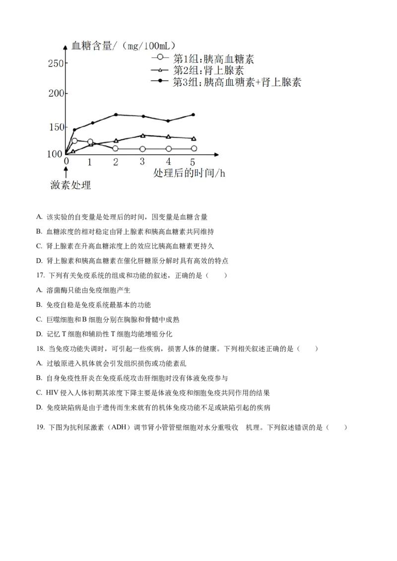 高二上学期期末教学质量监测生物试题（原卷版）_高中九科知识点归纳。_人教版高中Word电子版试卷练习试题知识点全科_高中生物试卷习题_生物选修_选修1
