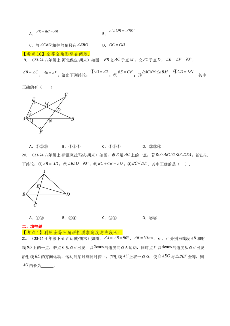 专题12.25全等三角形（全章常考核心考点分类专题）（培优练）-（人教版）_初中数学_八年级数学上册（人教版）_专题突破练习-V4_2025版