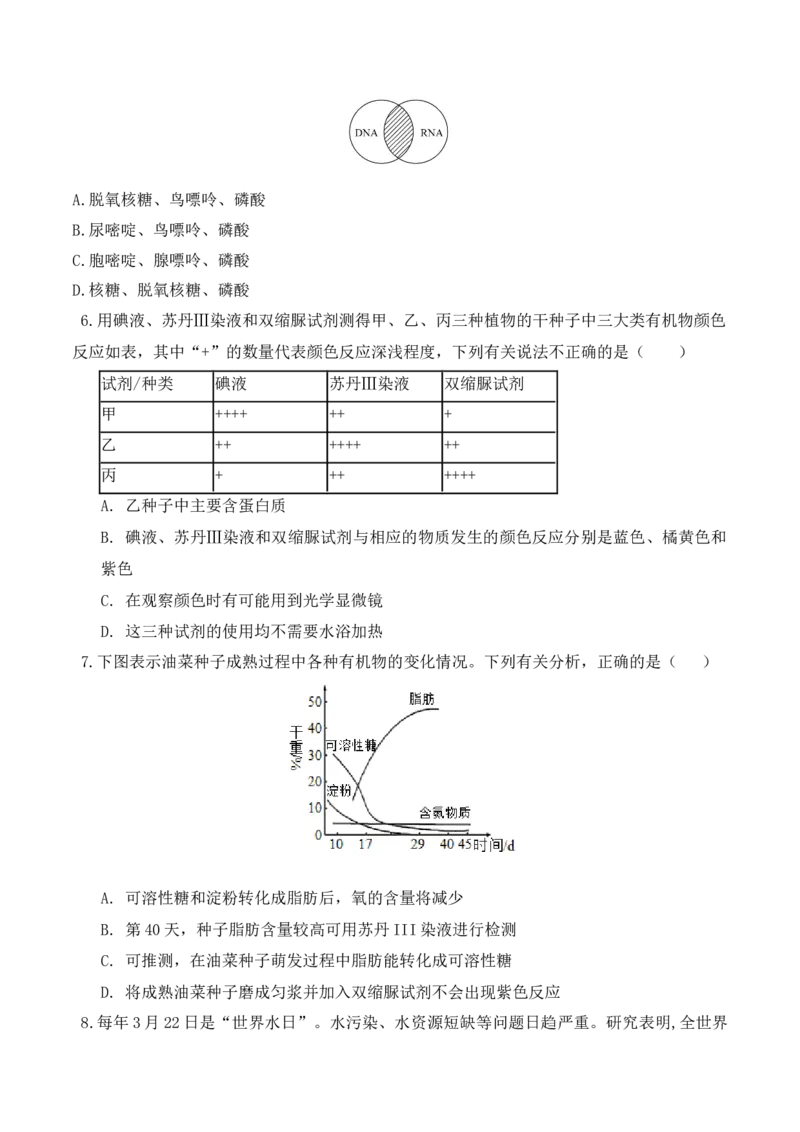 第一次月考卷-高一生物上学期课后培优分级练（2019人教版必修1）（原卷版）_高中九科知识点归纳。_人教版高中Word电子版试卷练习试题知识点全科_高中生物试卷习题_生物必修_必修1