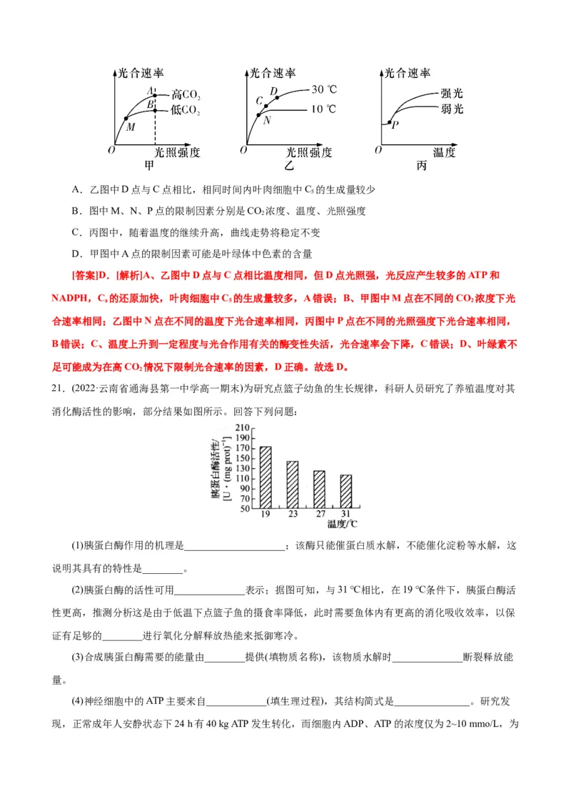 第5章细胞的能量供应和利用（A卷&middot;知识通关练）（解析版）_高中九科知识点归纳。_人教版高中Word电子版试卷练习试题知识点全科_高中生物试卷习题_生物必修_必修1