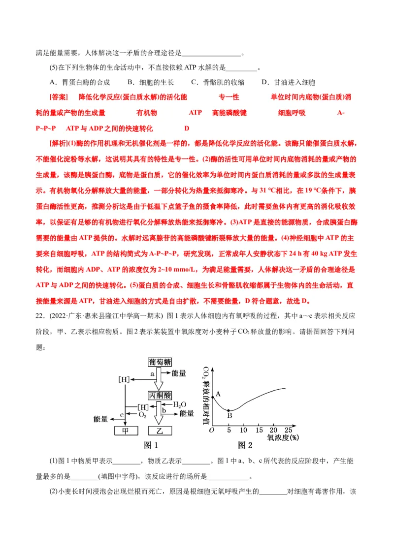 第5章细胞的能量供应和利用（A卷&middot;知识通关练）（解析版）_高中九科知识点归纳。_人教版高中Word电子版试卷练习试题知识点全科_高中生物试卷习题_生物必修_必修1