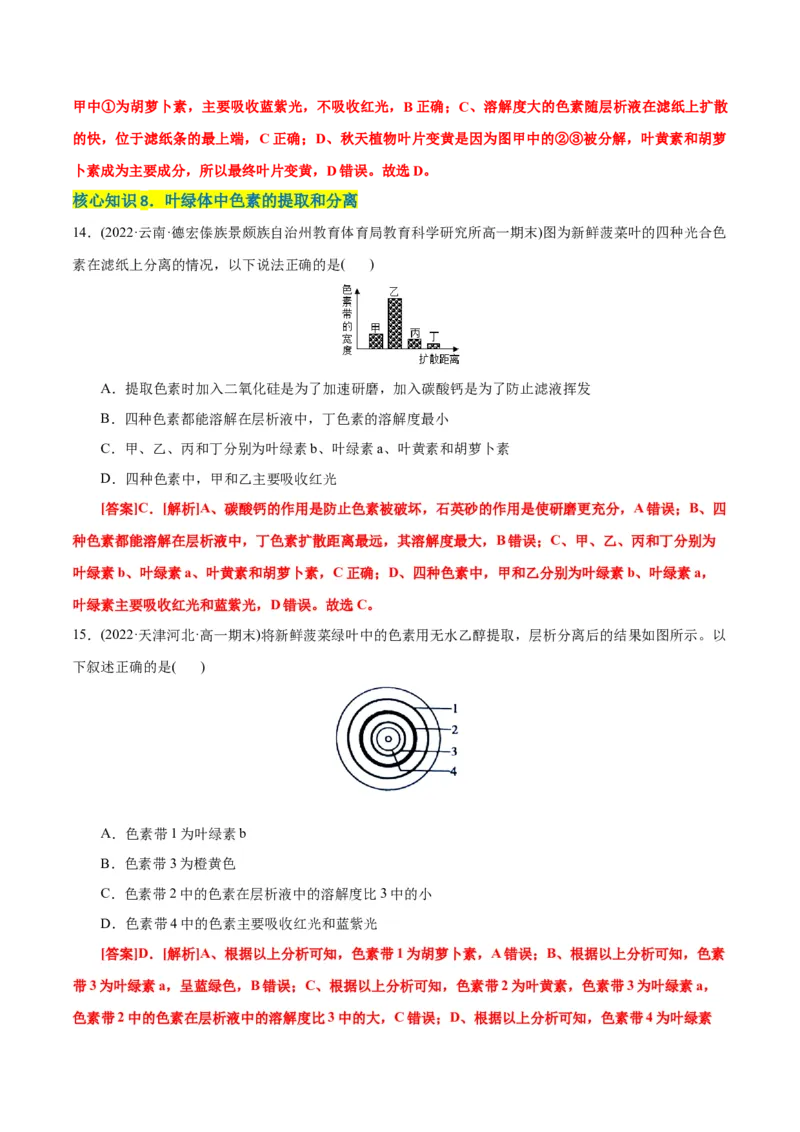 第5章细胞的能量供应和利用（A卷&middot;知识通关练）（解析版）_高中九科知识点归纳。_人教版高中Word电子版试卷练习试题知识点全科_高中生物试卷习题_生物必修_必修1