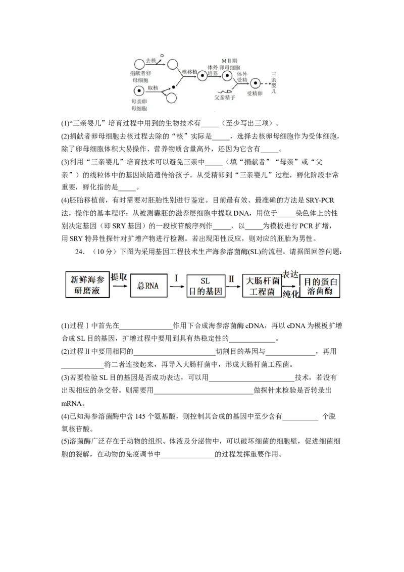 第3章基因工程（满分培优卷）-2022-2023学年高二生物基础与培优高效突破测试卷（人教版2019选择性必修3）（原卷版）_高中九科知识点归纳。_人教版高中Word电子版试卷练习试题知识点全科
