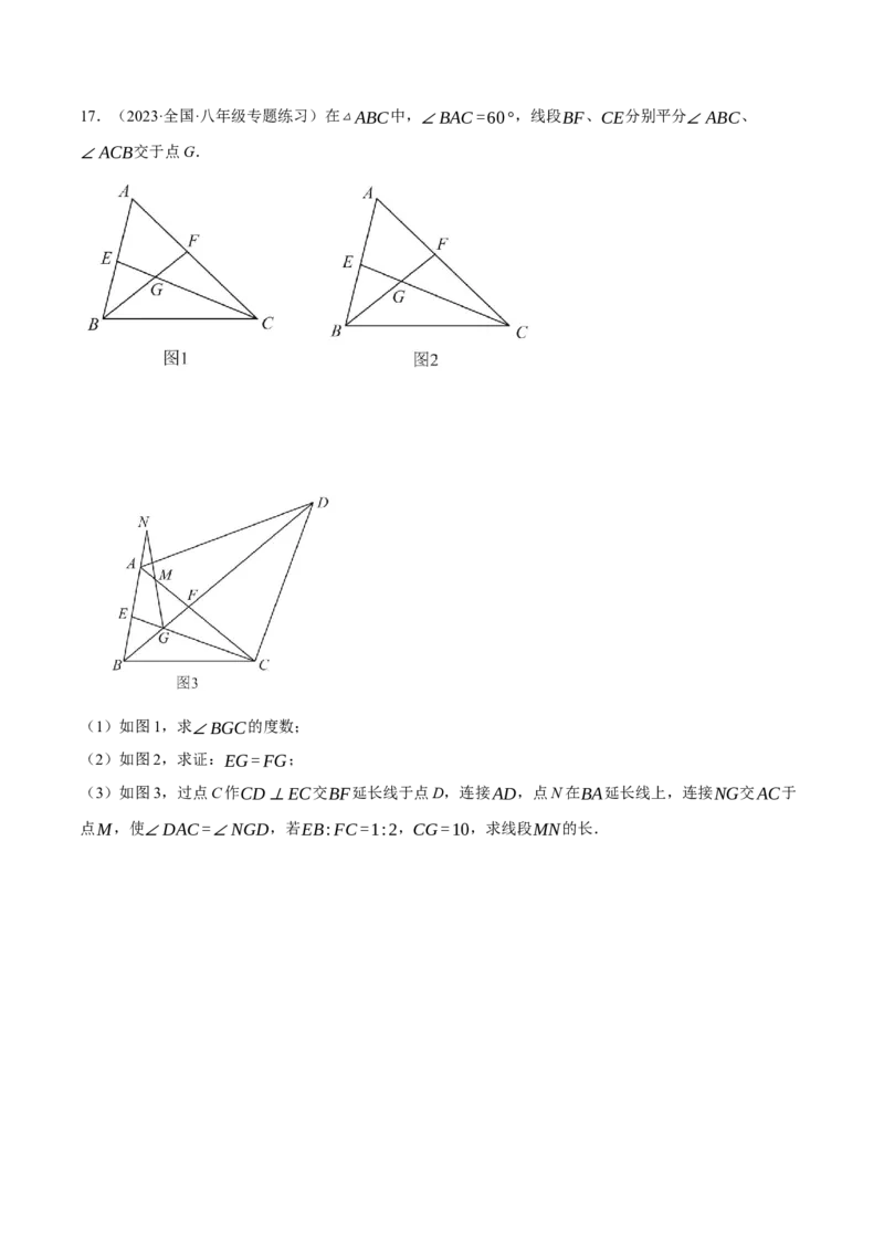 专题12.2角平分线的几何综合（压轴题专项讲练）（人教版）（学生版）_初中数学_八年级数学上册（人教版）_压轴题专项-V5_2024版