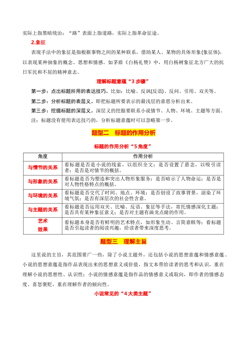 第6节探究主旨、标题、作者意图-口袋书2024年高考语文一轮复习知识清单（全国通用）（原卷版）_01高考语文_通用版（老高考）复习资料_2024年复习资料