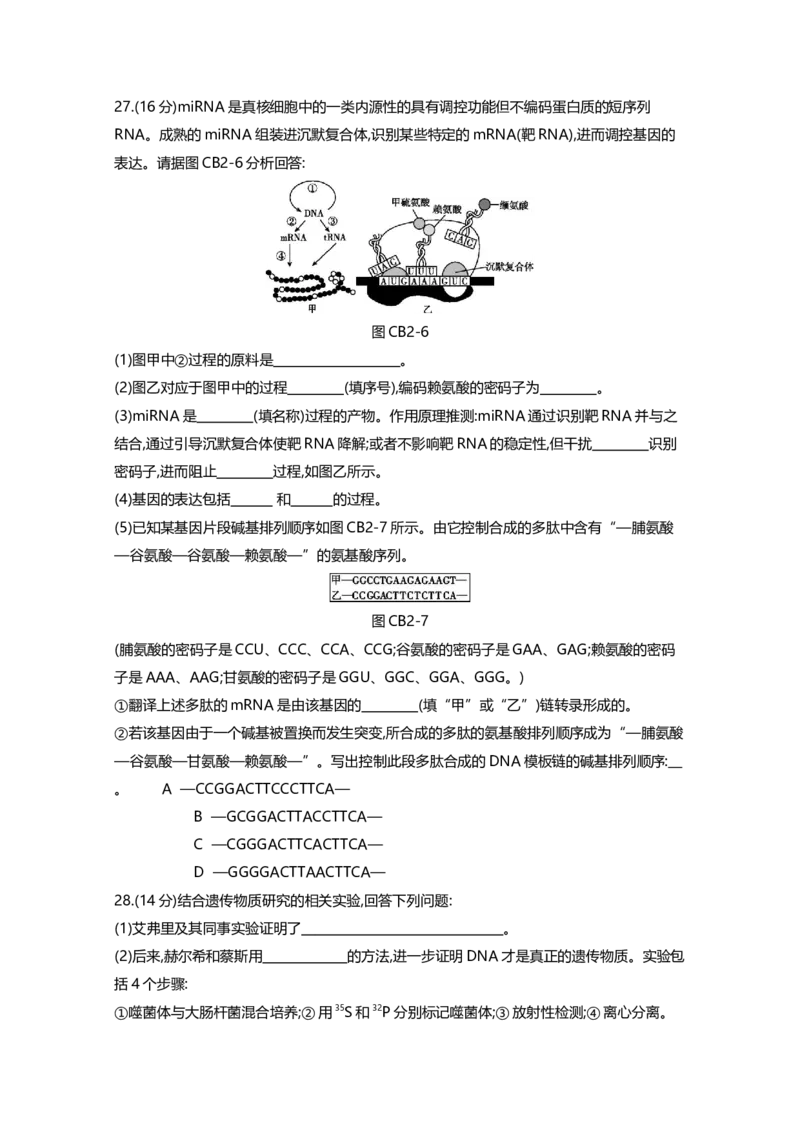 辽宁省沈阳铁路实验中学高一下学期期中考试生物试题_高中九科知识点归纳。_人教版高中Word电子版试卷练习试题知识点全科_高中生物试卷习题_生物必修_必修1